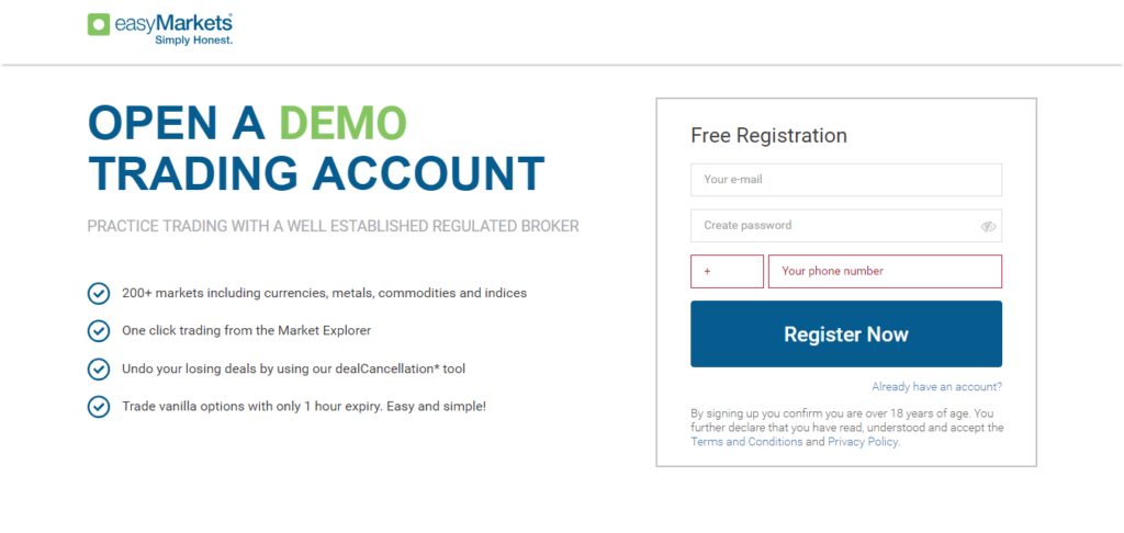 EasyMarkets Demo Trading Account
