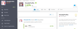 SteadyProfits Profile Page on eToro