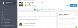 SteadyProfits eToro Profile Page as of 13 December 2018